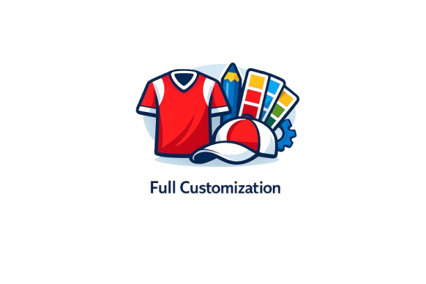 Custom sports uniforms on display